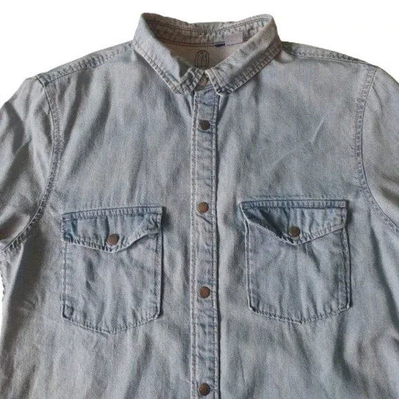 Size S 34½-36¼" Collar 41.5cm Denim Slim Fit Shirt - Picture 2 of 11